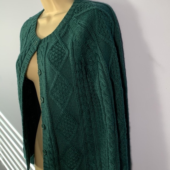 Woolovers button up emerald green cable knit wool cardigan sweater size small - Picture 2 of 8